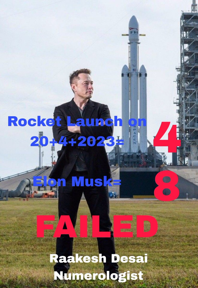raakeshdesai4's tweet image. No 4 and 8 either in DOB or name No should be careful about such dates.

#Numerology 🔢 #NumerologyReading 📖 #NumerologyChart 📊 #NumerologyLifePath 🛣️ #ElonMusk 👨‍🚀 #SpaceX 🚀 #SpaceExploration 🌌 #MarsColonization 🪐 #RocketLaunch 🚀 #Starship 🚀