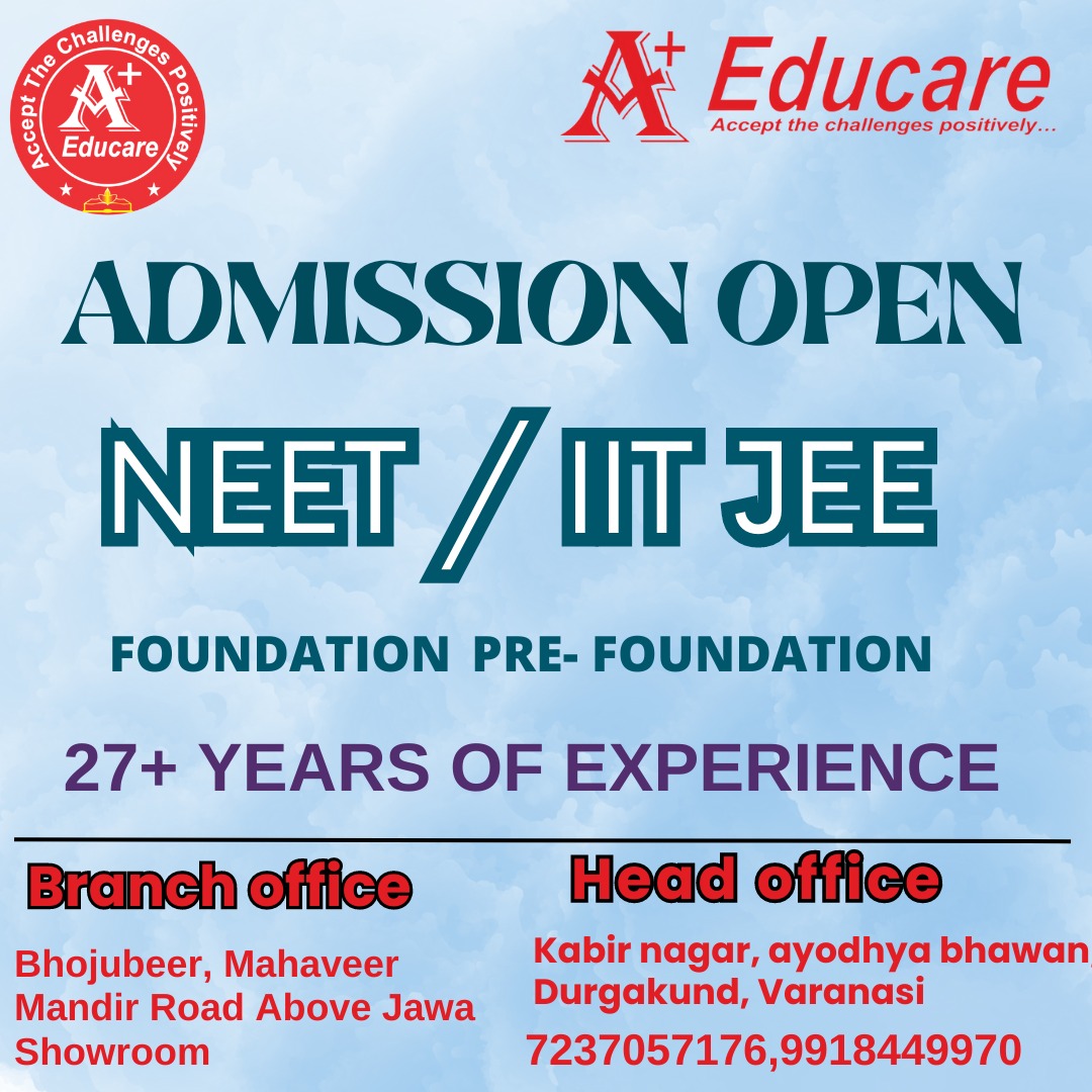 APlusEducare's tweet photo. @apluseducare
Get the best result oriented and best mentored coaching institute for IIT - JEE / NEET / FOUNDATION व PRE - FOUNDATION
IIT - JEE / NEET / FOUNDATION व PRE - FOUNDATION की तैयारी के लिए आज ही वाराणसी के बेस्ट रिजल्ट इंस्टिट्यूट में एडमिशन कराएं
आज कॉलकरें :9140733746 https://t.co/UfyHywsikI