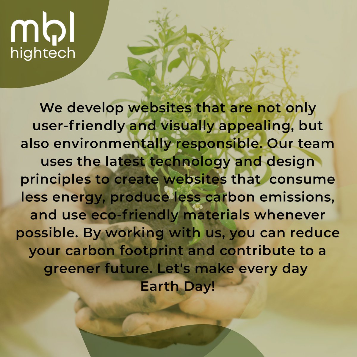 Mblhightech's tweet image. By working with us, you can reduce your carbon footprint and contribute to a greener future. Let&apos;s make every day Earth Day! 🌍🌱 

#EarthDay #Sustainability #GreenWebDesign #SustainableBusiness #WebDevelopment