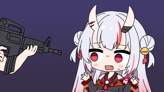 お尻の引用RTした結果銃を向けられてしまうあやめ#プロテインザスバル #百鬼絵巻 