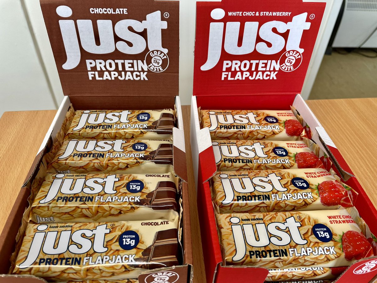 These have “just” arrived on my desk, fresh from production <a href="/DevonvaleBakery/">Devonvale Bakery</a> 

I am really excited about this launch. 
Whilst we make millions of Flapjacks these are our first ever Protein Flapjacks!

#brand #devonvale #teamdevonvale
#justhappysnacking #protein  #proteinflapjack
