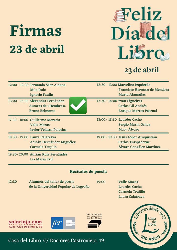 8HEMBRAS's tweet photo. 🖊️ bolígrafos ✅ 
📚 ejemplares ✅ 
👩🏽‍💻🧑🏻‍💻👩🏻‍💻autoras ✅ 

Todo listo para que celebremos el #DiadelLibro2023 mañana a las 13h en la @casadellibro (c/ Doctores Castroviejo, 19) #Logroño.

Os esperamos con un vinito gracias a @SoloRioja 🍷 https://t.co/nhCYJ42eDw
