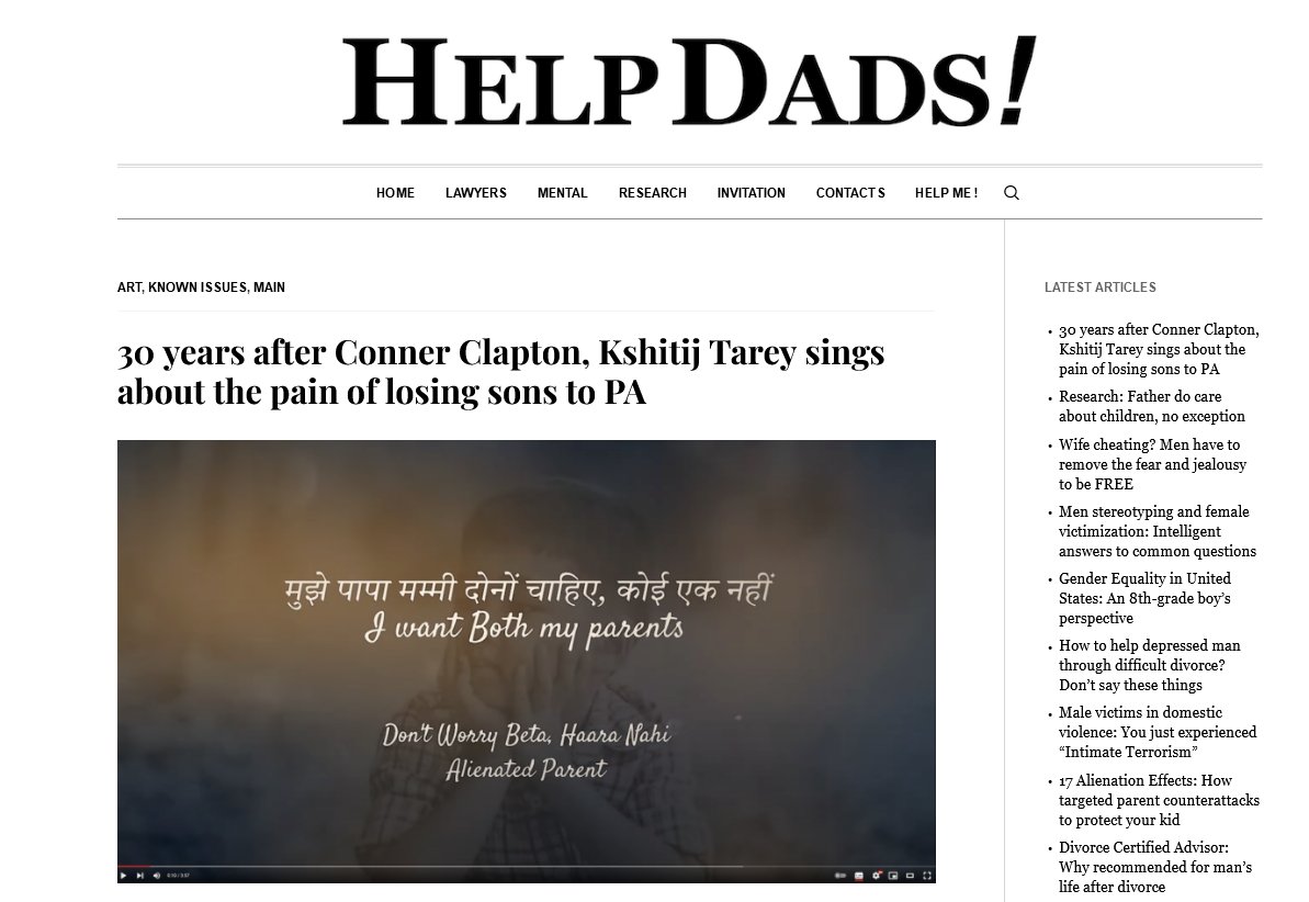 HaaraNahi's tweet image. The Haara Nahi song is featured and a beautiful and heartwarming article is published by HelpDads Organisation. 
We thank them for raising awareness!
helpdads.org/30-years-after…
#haaranahi #ParentalAlienation 
@Bambootreeorg @prayerrun1 @super_daddy_31 @ShomeBishakha @ashrafnansari