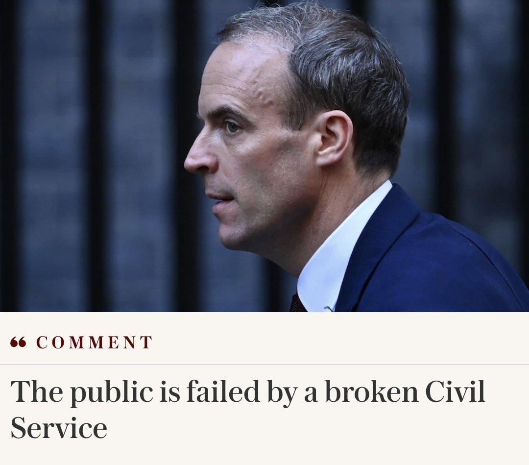 Britain has 483,450 civil servants, and one Dominic Raab. Guess who The Telegraph thinks is to blame for Dominic Raab's behaviour.