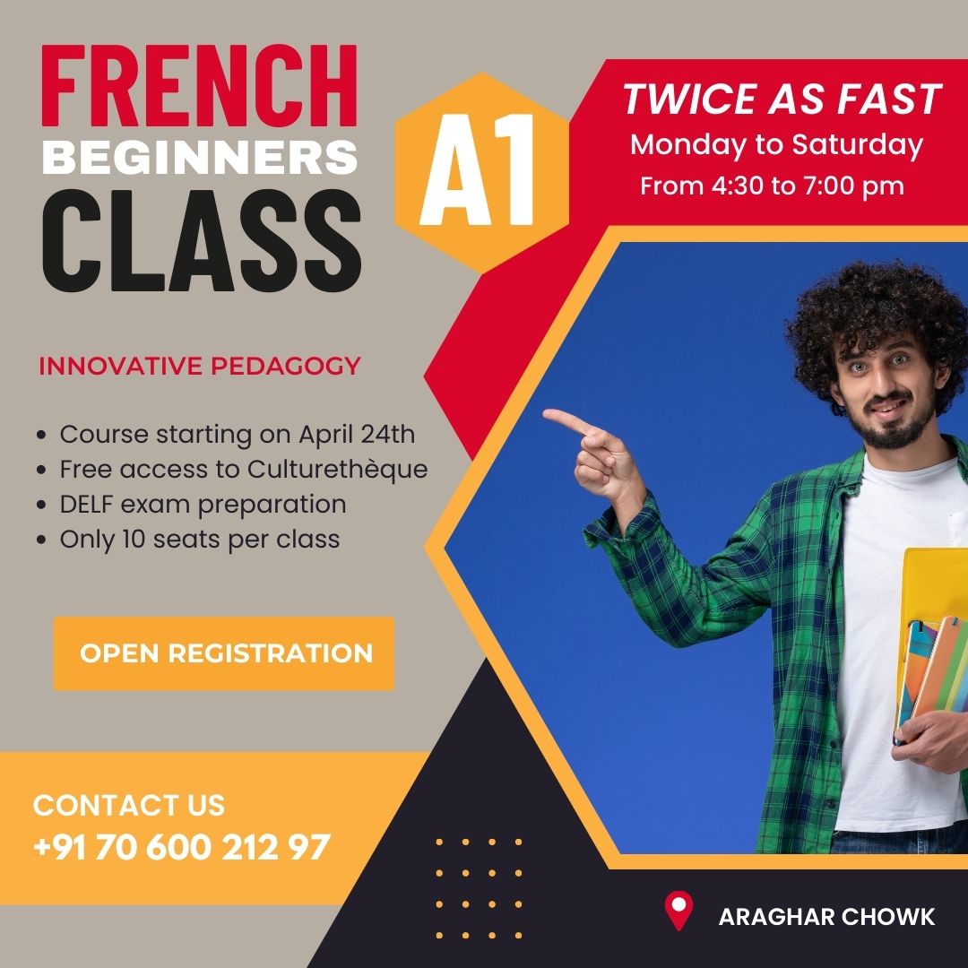 Hurry up! Our intensive French course for beginners will be starting soon!

📞 +91 70 600 212 97

📩 dehradun.chandigarh@afindia.org

#AFDehradun #FrenchinDehradun #LearnFrench #StudyFrench #FrenchCourses #FrenchClasses #FrenchLanguage #FrenchSpeaking #FrenchLessons