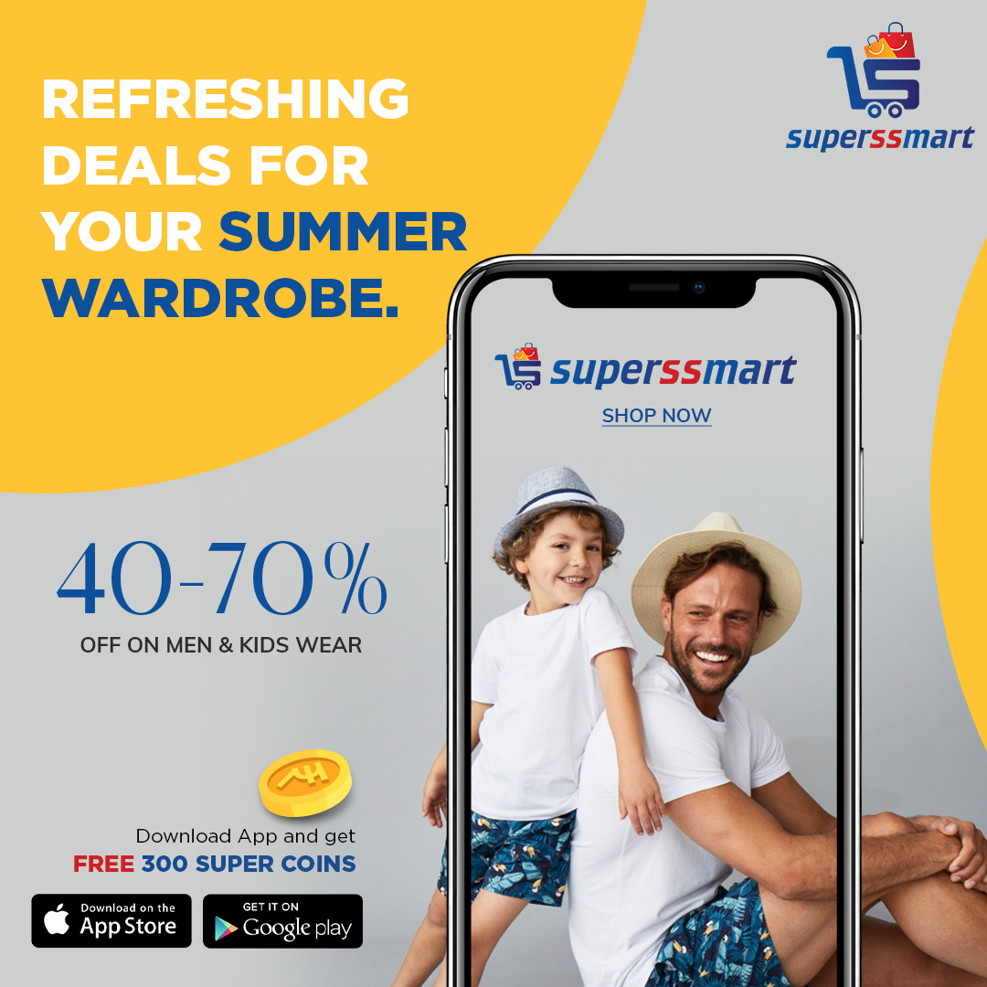 Who doesn't love a good deal? We know you do! Hit refresh on your summer wardrobe by shopping for iconic discounted styles for men and kids on the Superssmart app! 🛍️🌤️

#kidstyle #kidscollection #kidsfashion #menscollection #mensfashion #menswear #onlineshoppingindia #superstore