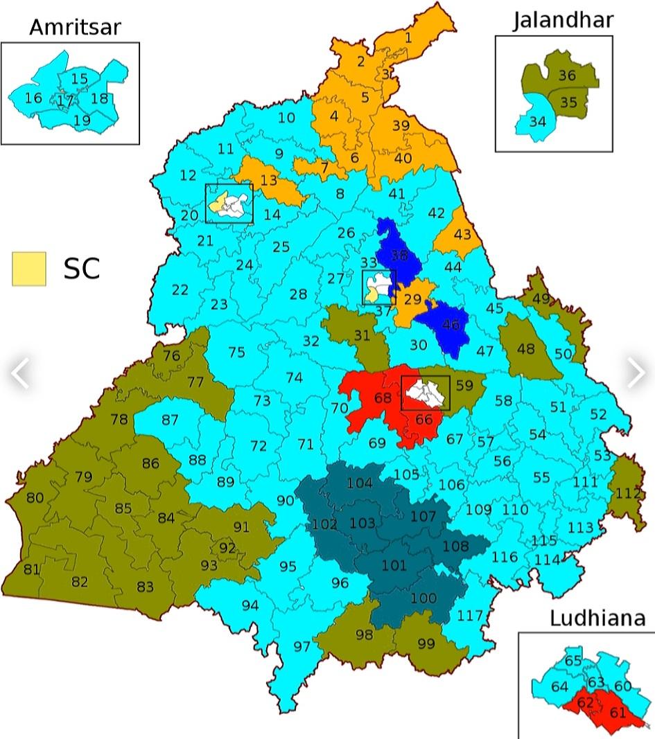 2019 PARLIAMENT A.C WISE LEAD MAP-PUNJAB

INC-69

NDA-35
SAD-23
BJP-12

AAP-7

PDA-6
LIP-4
BSP-2