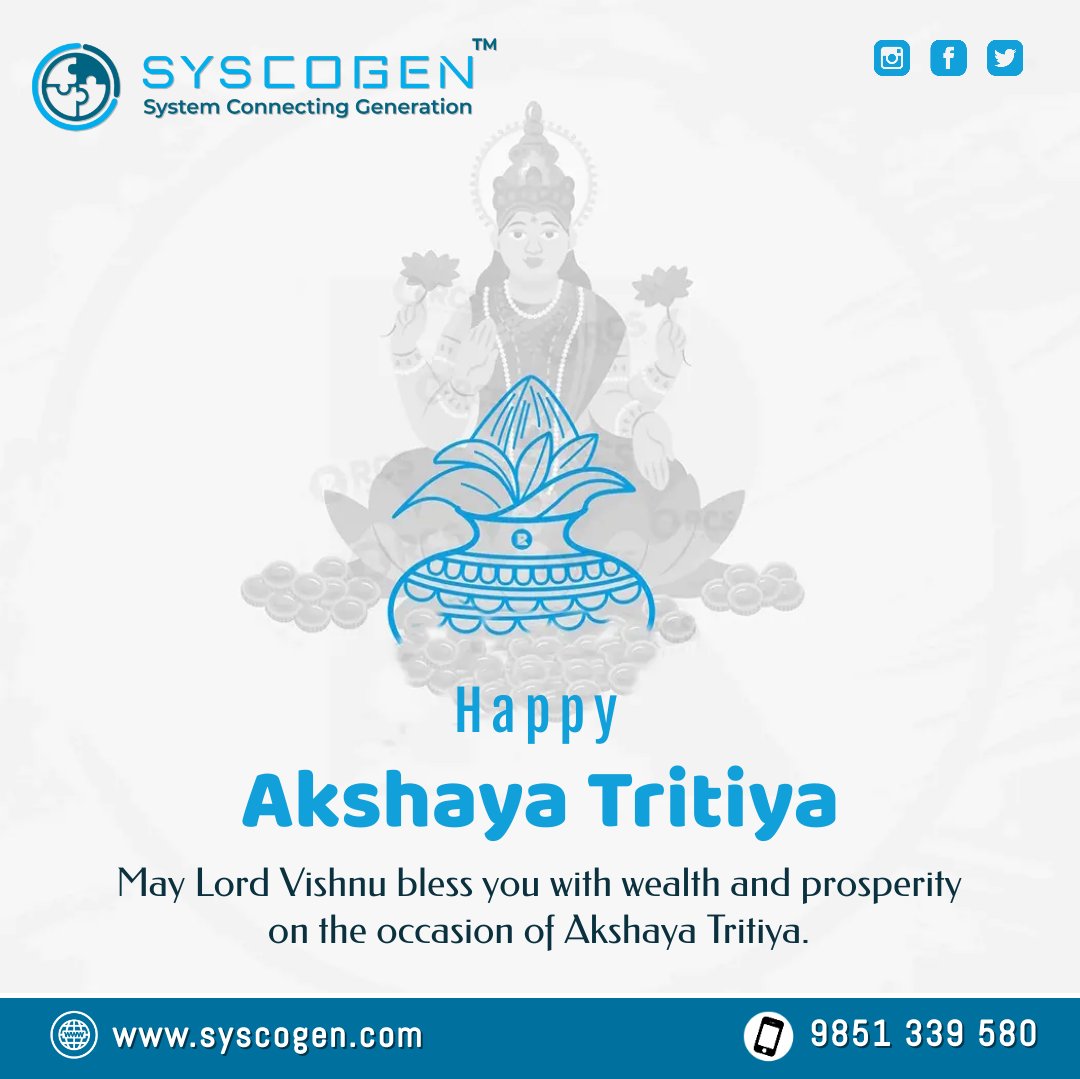 syscogen's tweet image. Wishing everyone a happy &amp;amp; prosperous #AkshayTritiya! Today marks a special occasion in which we celebrate new beginnings &amp;amp; the abundance of nature. As a software company, we&apos;re always looking for ways to innovate &amp;amp; create new opportunities for growth. #SoftwareCompany #syscogen