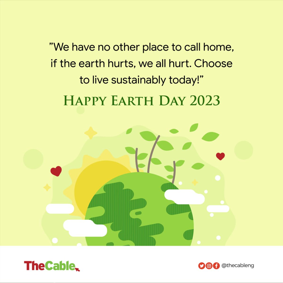 thecableng's tweet photo. The healthier our ecosystems, the healthier the planet — and its people.
Happy International Mother Earth Day!
#EarthDay #MotherEarth #EarthDay2023 #EarthChampions #ClimateCable https://t.co/4uOqMMl5lh