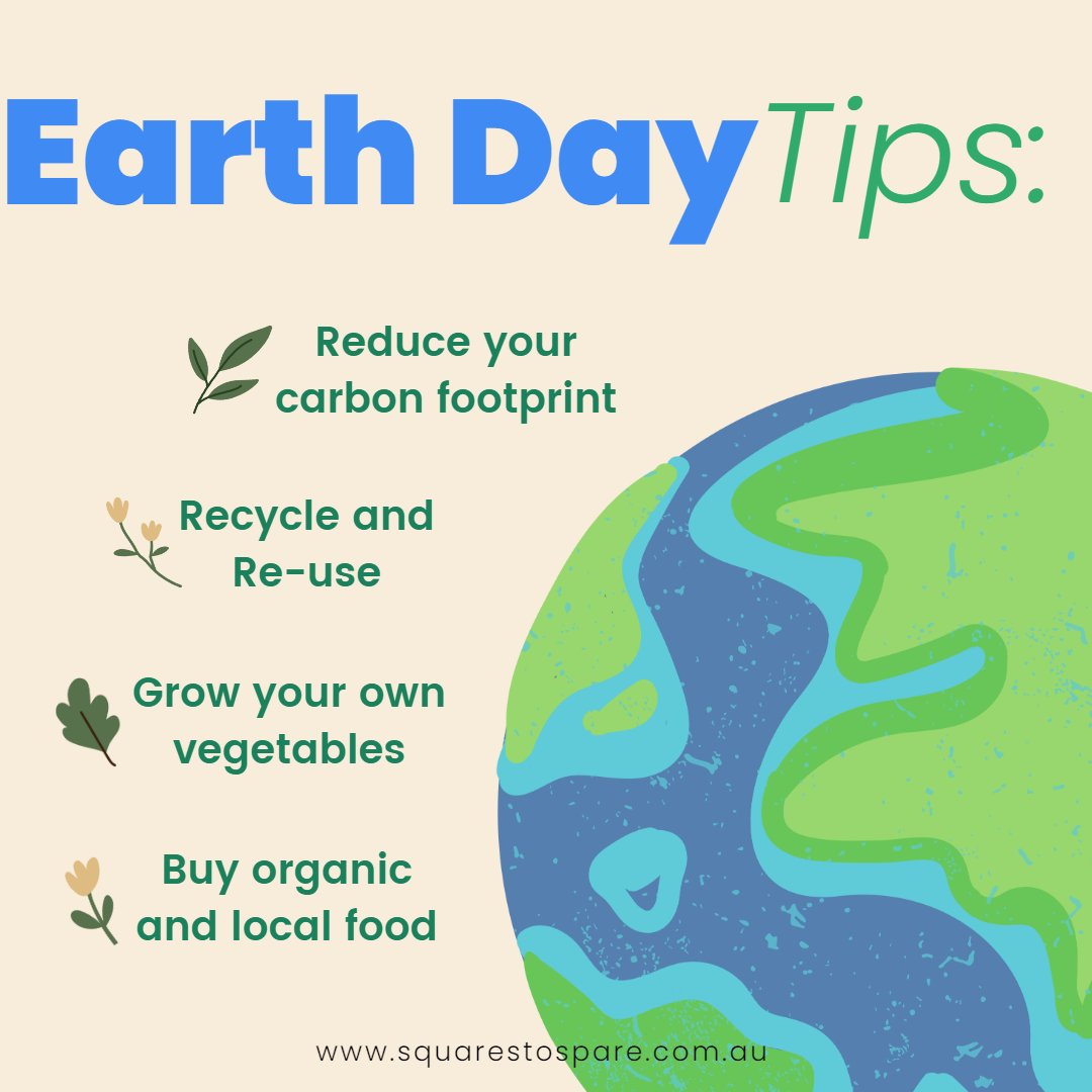 SquaresToSpare's tweet photo. Happy Earth Day 2023! This year's theme is #InvestInOurPlanet, and we're committed to doing our part to create a sustainable future for all. 💚

Here are 4 simple tips to help! #earthday #earthday2023 https://t.co/gTm5UkVR1o