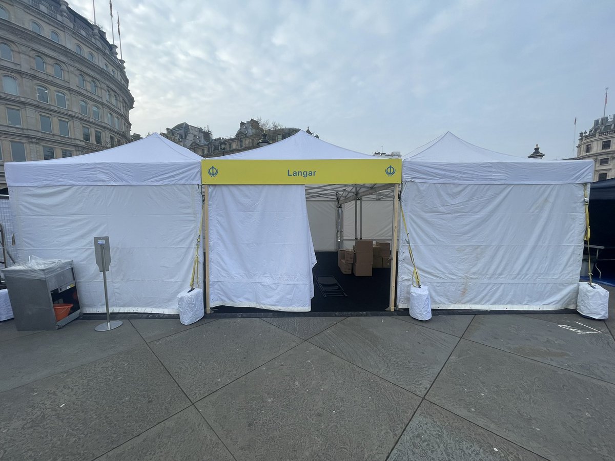 Early start this morning , dropped off tea & langar supplies at Trafalgar Square quick photo with Marcia Production Manager ❤️🧿 looks great, i’m helping out the @punjab1946 team 🙏 in making Punjabi tea all day, six thousand cups ! #LondonForEveryone  #VaisakhiLDN