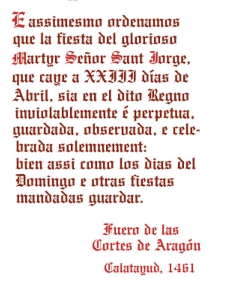 gozARTE's tweet photo. ALLÁ POR EL AÑO 1461 EL 23 DE ABRIL YA ERA FESTIVO EN  #ARAGÓN. Se dice pronto, ¿verdad? Pues en los informativos nacionales aún no se han enterado, y eso que han pasado cinco siglos y medio (y un poco más). ¿Será que no somos lo suficientemente pesados? Pues ya sabéis lo que nos toca.