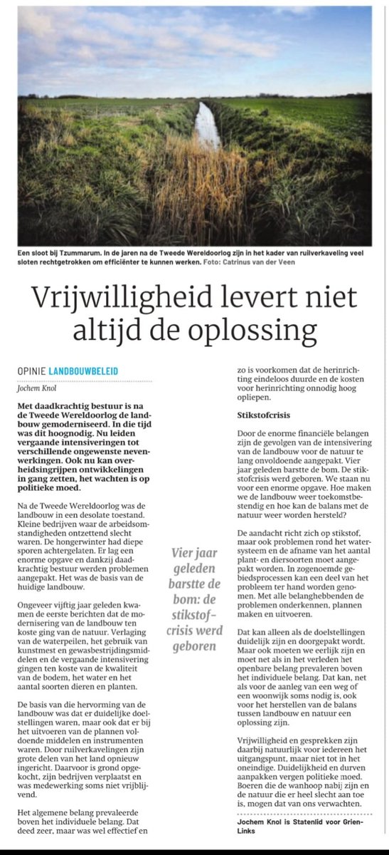 Met respect het gesprek aangaan over het herstel van de balans tussen landbouw en natuur is noodzakelijk. Duidelijke doelen stellen en mensen helpen bij verandering moet.  Maar als een individu de oplossing eindeloos tegenhoudt kent praten z'n grenzen