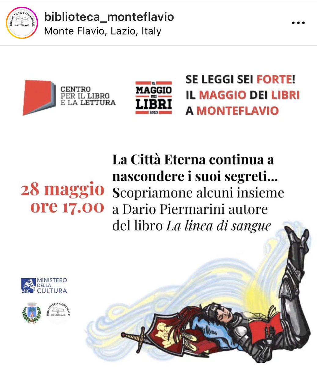 Il 28 Maggio sarò ospite nella Biblioteca comunale di Monteflavio per parlare della “Linea di sangue” in occasione del mese del libro. #ilmaggiodeilibri #lalineadisangue