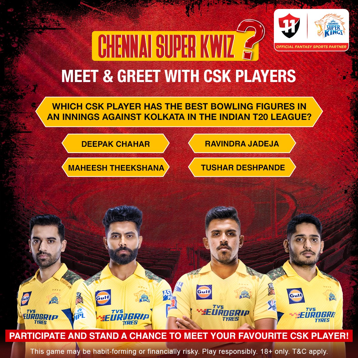 Vision11ofc's tweet photo. 𝗧𝗵𝗲 𝗞𝗻𝗶𝗴𝗵𝘁𝘀' 𝗡𝗶𝗴𝗵𝘁𝗺𝗮𝗿𝗲 😵‍💫

Tell us and download the official Vision11 app to build your team now 📲

#Vision11 #ChennaiSuperKings #CSK #KKRvCSK https://t.co/xKTntgjWrX
