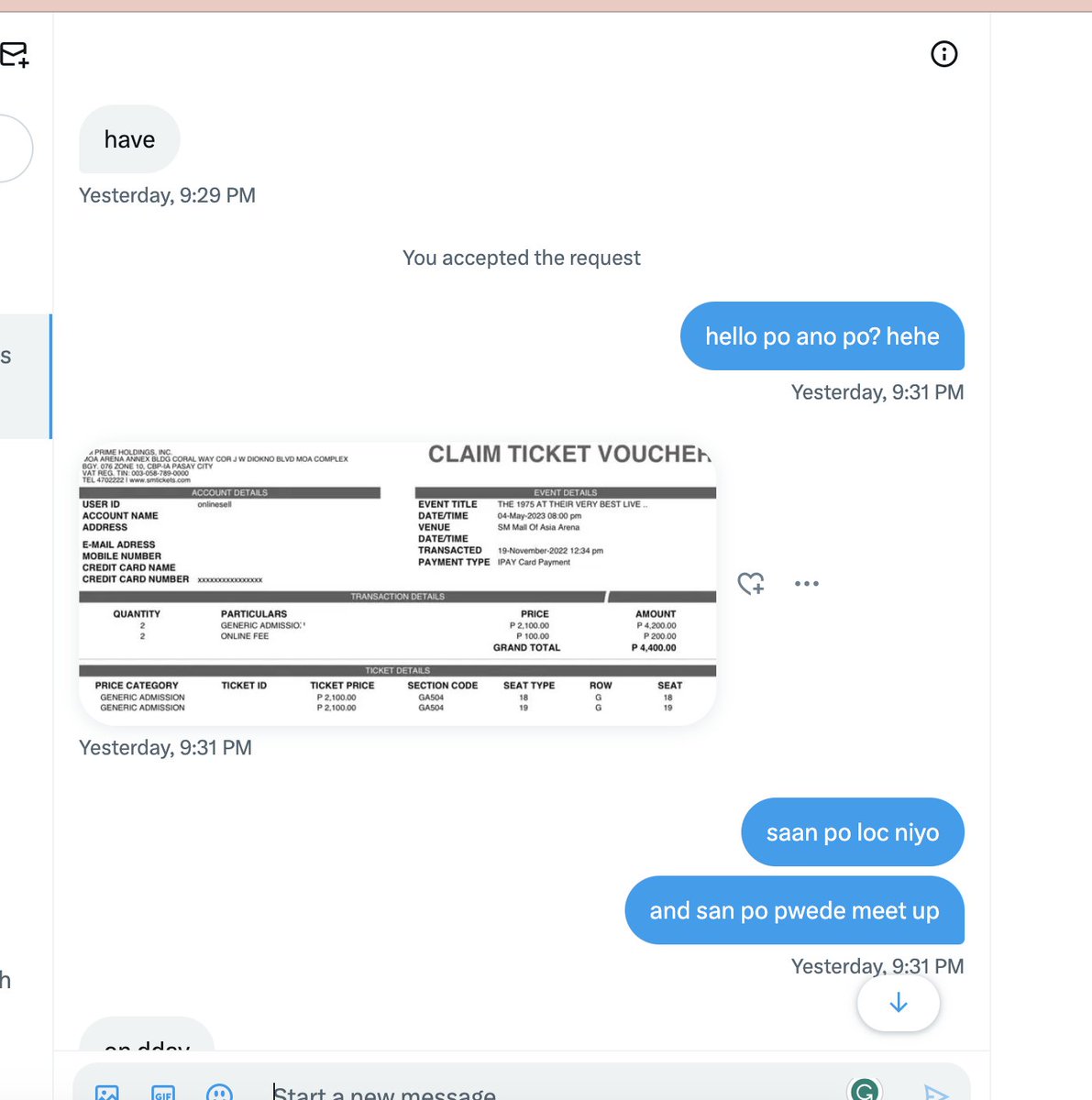 namkookiee's tweet photo. @gabrielle_stay @nvmgdbls omgg buti na lang i checked!! i was looking for the 1975 tix and nag offer sakin 🥺🥺 https://t.co/1RPyNr9FwJ
