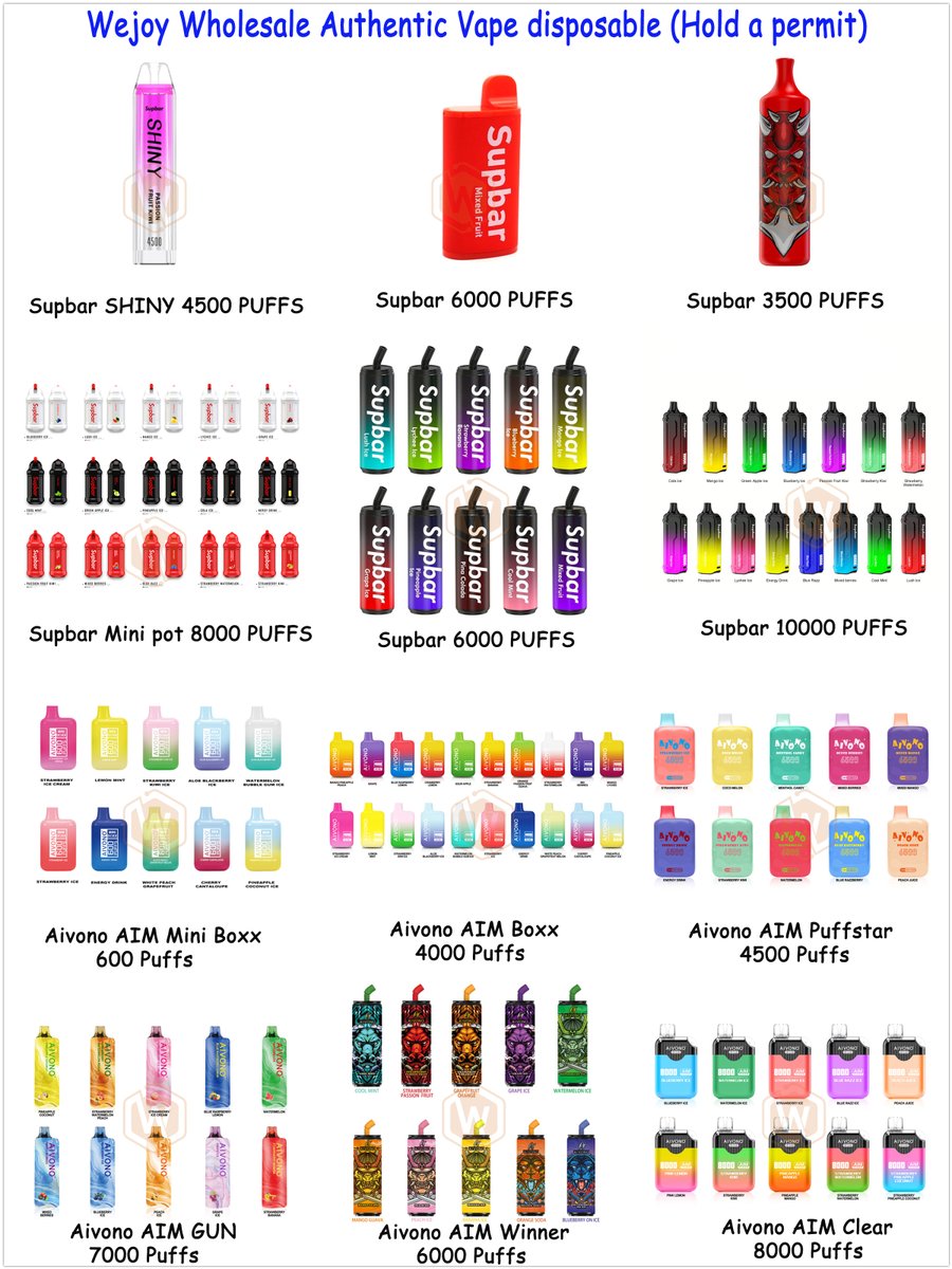 Wholesale Original Vape disposable from <a href="/wejoyDisposable/">Wejoy Disposable</a> :
* Hold a permit for vaping;
#vape #vapo #vapeshop #vapestore #wejoydisposable #vapedisposable #vapepod #vapepodkit #vapenation #oem #vapeshow #supbar #supbar6000 #supbarminipot8000 #aivono #aivonoaimclear #aivonoaimwinner