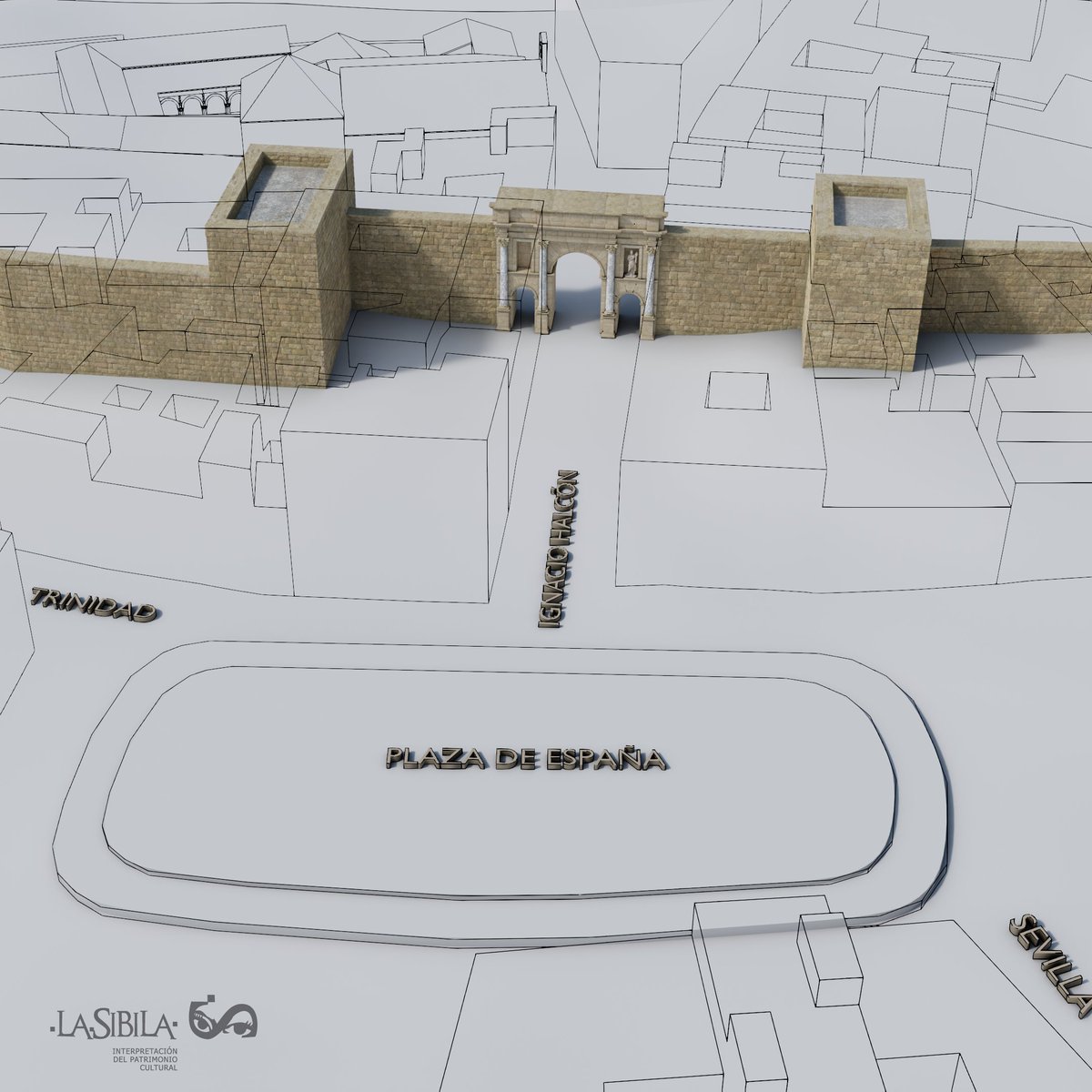 El acceso más monumental de #Lebrija  en época romana fue la desaparecida puerta de #Sevilla . Para su recreación nos hemos basado en la descripción que de ella hace López Quiroga recogida por José Bellido Ahumada en "La Patria de Nebrija"
#Turismo  #Cultura  #Andalucia