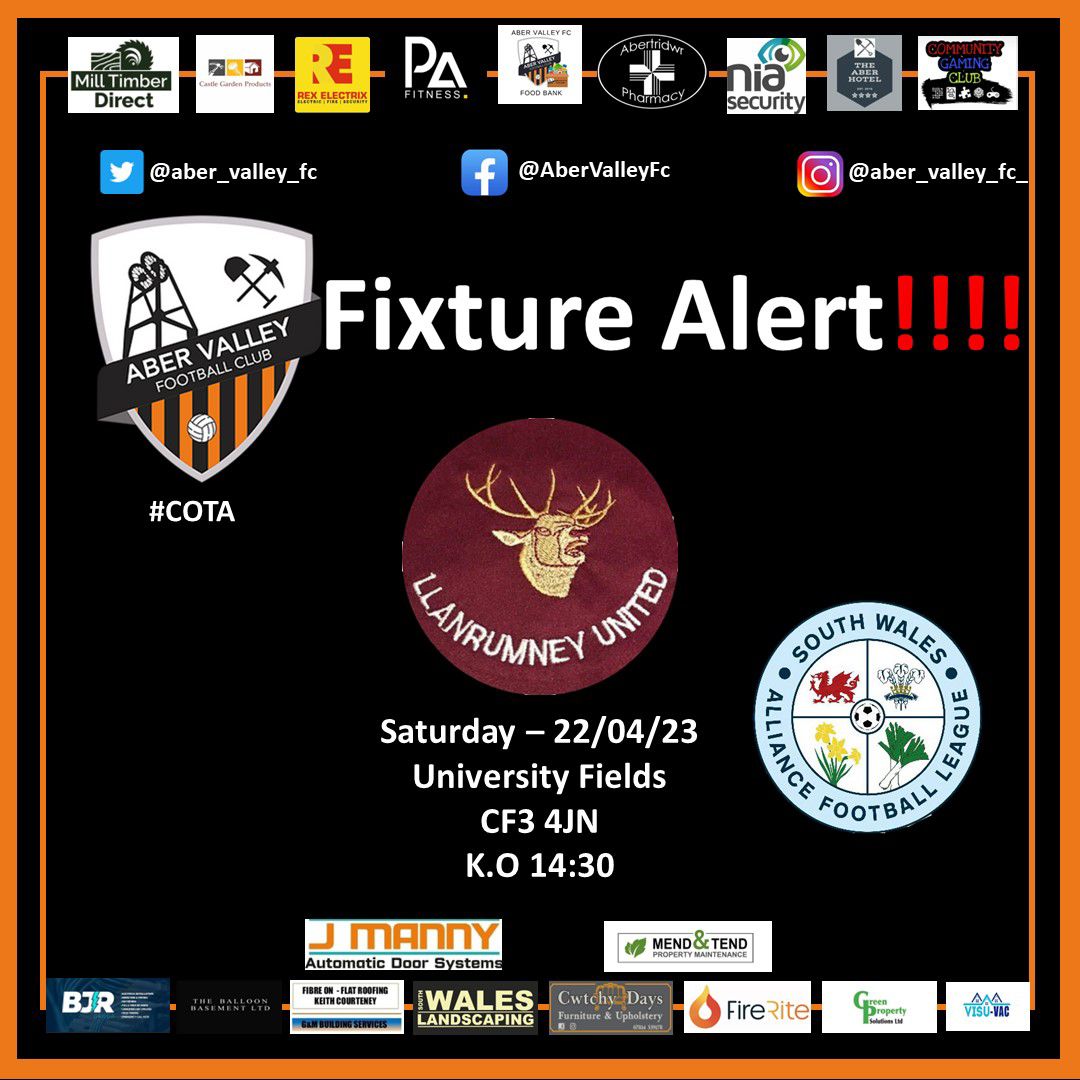 ⚽️⚽️ Matchday ⚽️⚽️

Our firsts are away as we play <a href="/LlanUtdFC/">Llanrumney United FC</a> 
Our hosts beat us earlier in the season and are a very good and well organised side.
Yet another tough game in this unforgiving league. 

#COTA 🧡🖤