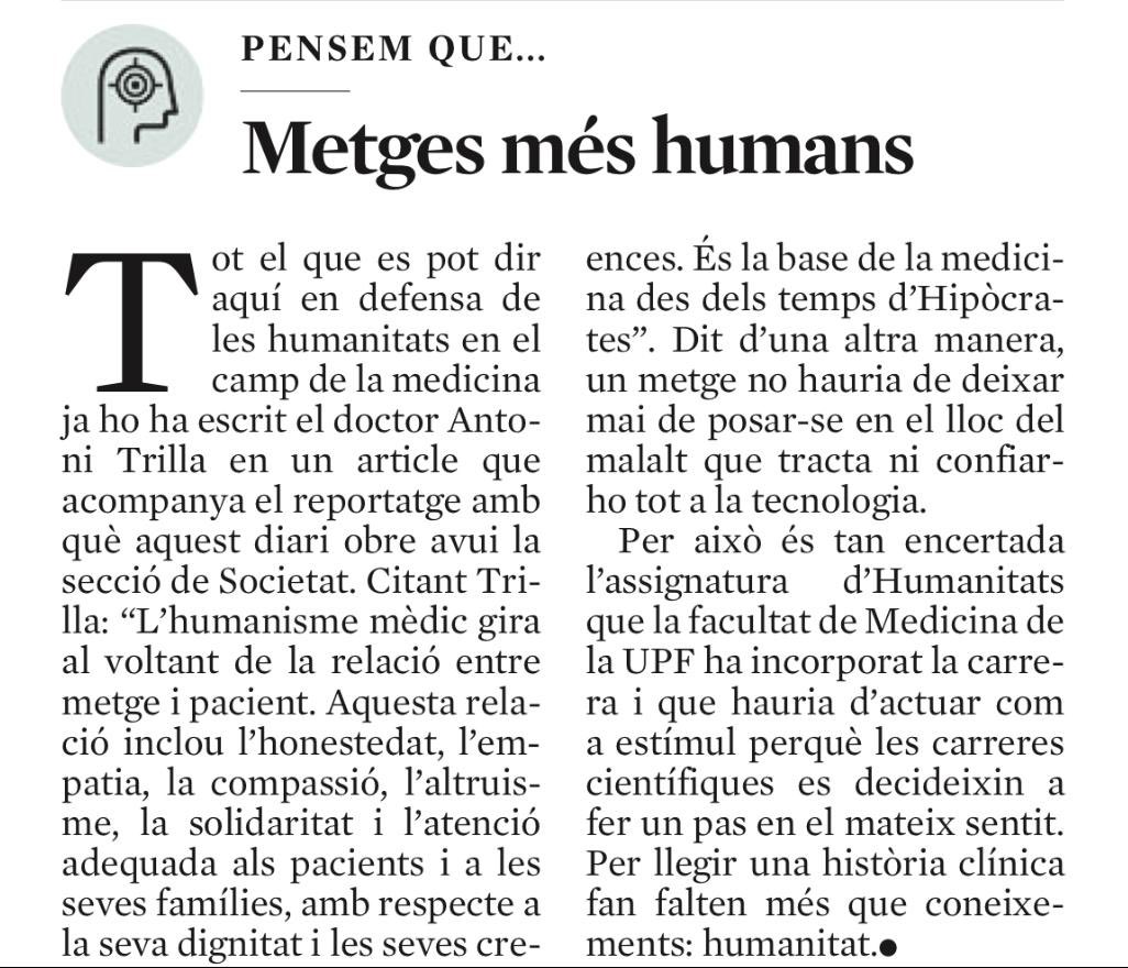 ToniTrilla's tweet photo. Quin metge preferiria?
Humanisme i medicina. https://t.co/pFerFTS2lF