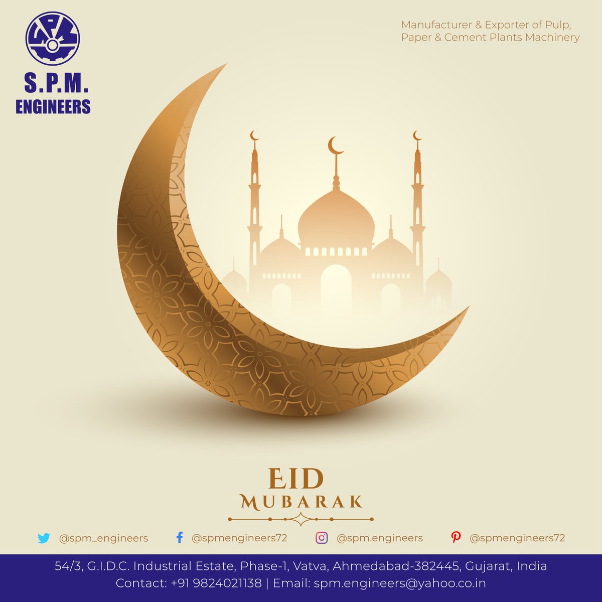 spm_engineers's tweet photo. Eid Mubarak!
.
.
.
#spmengineers #digestor #mgcylinder #instagram #paper #cement #machine #popereel #dryers #bearinghousing #slatconveyor #trending #managingdirector #sustainabledevelopment #turnkeyprojects #ChandMubarak https://t.co/X12KIbmR6A