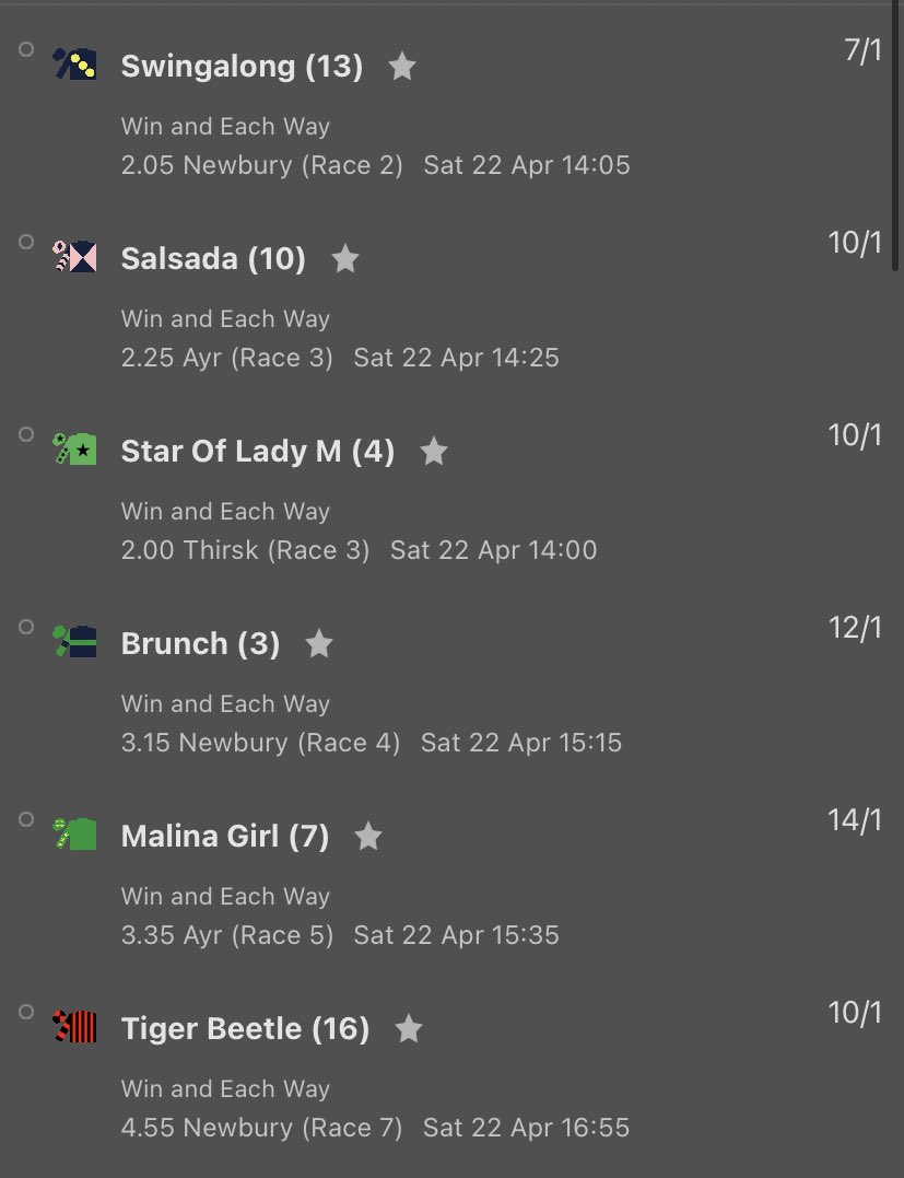 Thewinnersbett's tweet photo. Fancy these 6 today good luck out there https://t.co/Z1Oy5bU7hV