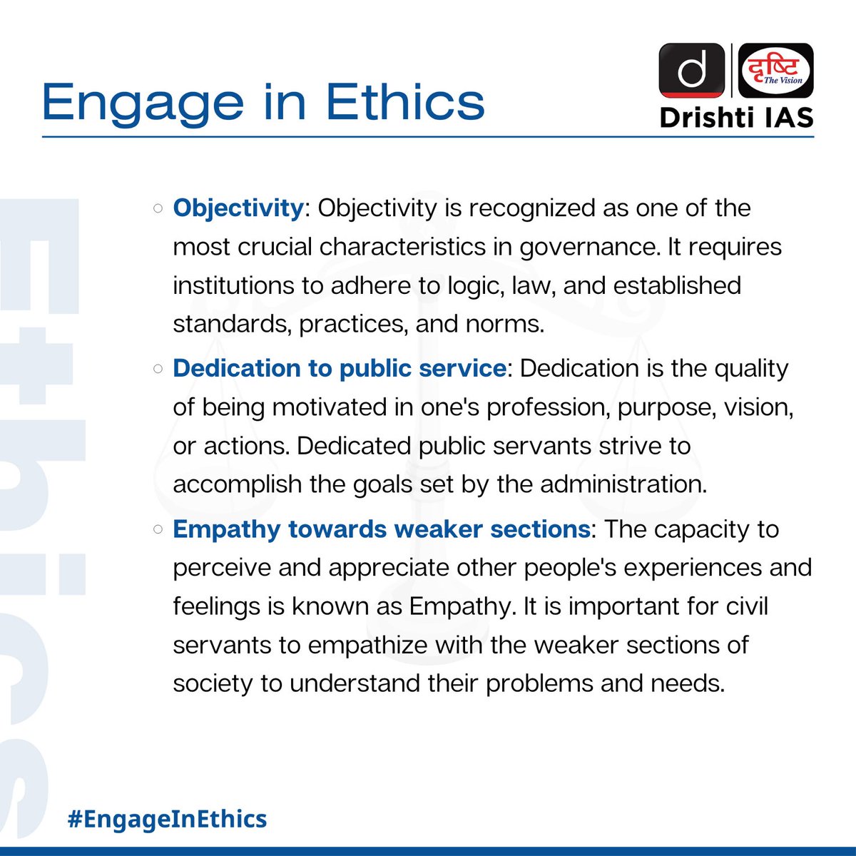 drishtiiaseng's tweet photo. #EngageInEthics to brush up your problem-solving approach to various issues and conflicts in society. Read to learn more about this wonderful subject!
#DrishtiGuideToGS #Ethics #Governance #Ethical #FoundationalValues #GS4 #UPSC #IAS #CSE #UPSC2023 #DrishtiIAS #DrishtiIASEnglish https://t.co/2b6vE7uI8Z