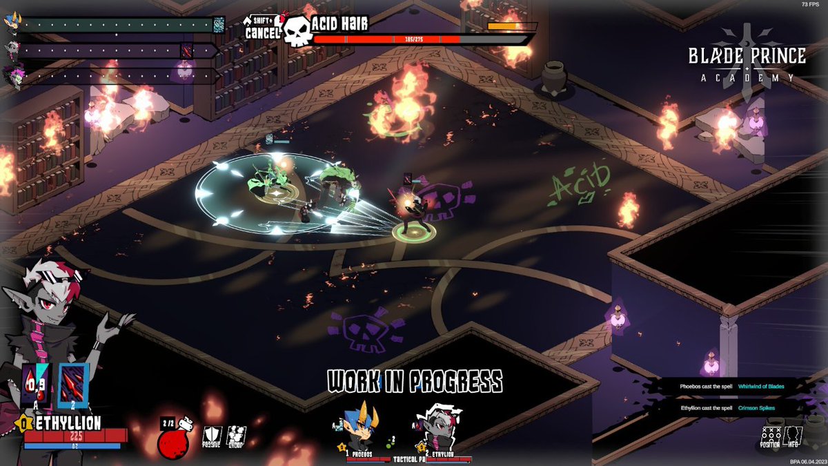 bpagame's tweet photo. In Blade Prince Academy, it's crucial to pause and think of the best strategy to attack enemies and defeat Acid Hair, a boss of the game!
#ScreenshotSaturday #gamedev #indiedev #bladeprinceacademy #combat #tactical #strategygame #rtwp https://t.co/AFJW5DxRuB