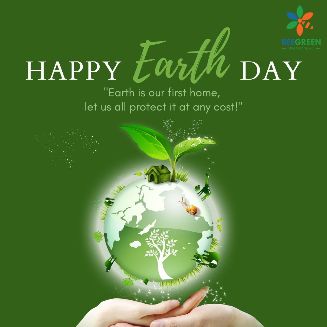 BeeGreen_India's tweet photo. Happy Earth Day! Let's celebrate by taking action to protect and preserve our planet for generations to come.Lets be Green.
#LetsBeGreen #earthday #thereisnoplanetb #sustainablity #saynotochemicals #motherearth  #saveearth #greenliving #ecofriendly #zerowaste #sustainableliving https://t.co/gKTxrOg7Aw