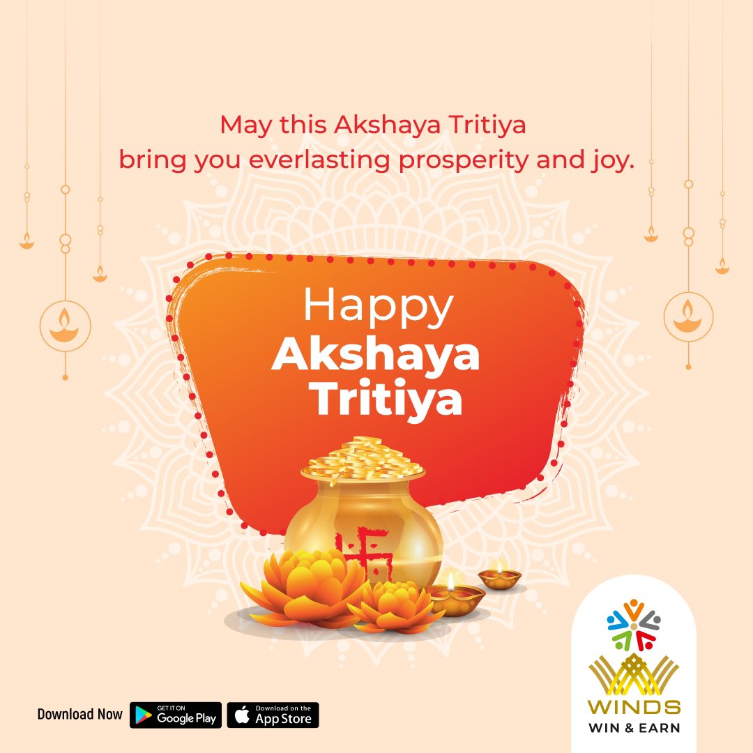 windsapp's tweet photo. WINDS wishes everyone a happy Akshaya Tritiya filled with blessings and positivity!

#WINDS #AkshayTritiya #Festival #OnlineShopping #Cashback #Rewards #Win #Giveaway #CashPrize #Sale #India #IncredibleIndia #ShoppingOnline https://t.co/MUeFF6aqRP