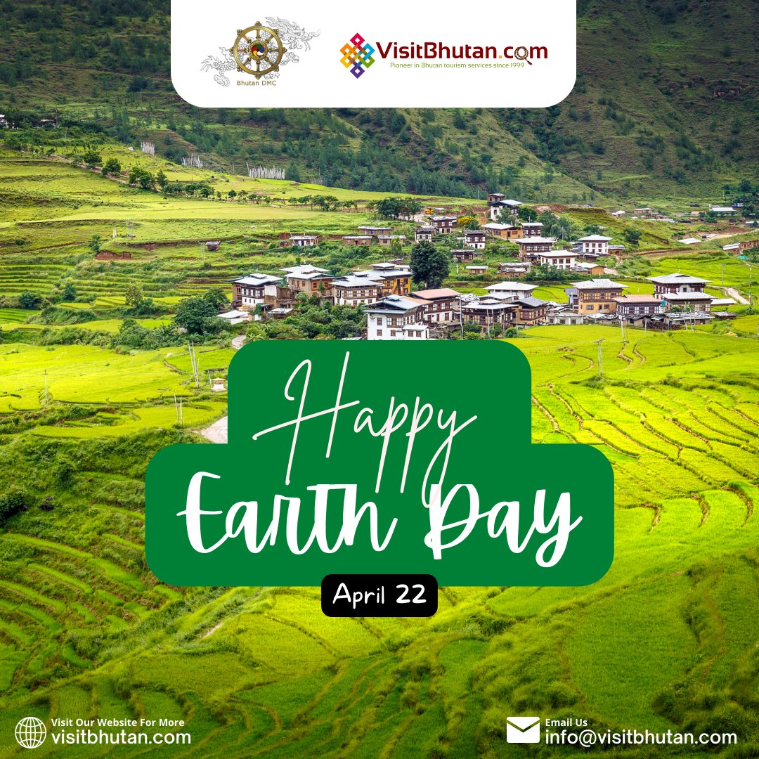 Happy Earth Day! At VisitBhutan.com - Bhutan DMC, we believe in promoting #sustainabletourism practices that protect and preserve our #planet. As you travel and explore new places, let's remember to take care of our environment and the communities we visit. 

#EarthDay