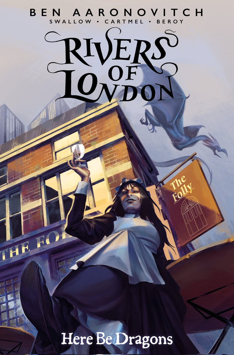 Not only that! The next phase of Rivers of London was revealed with the covers to HERE BE DRAGONS - a brand-new series unleashed from the minds of @Ben_Aaronovitch @andrewcartmel @jmswallow with art @beroy_JM! Covers @beroy_JM @davidmbusian @Ana_Dapta titan-comics.com/news/rivers-of…