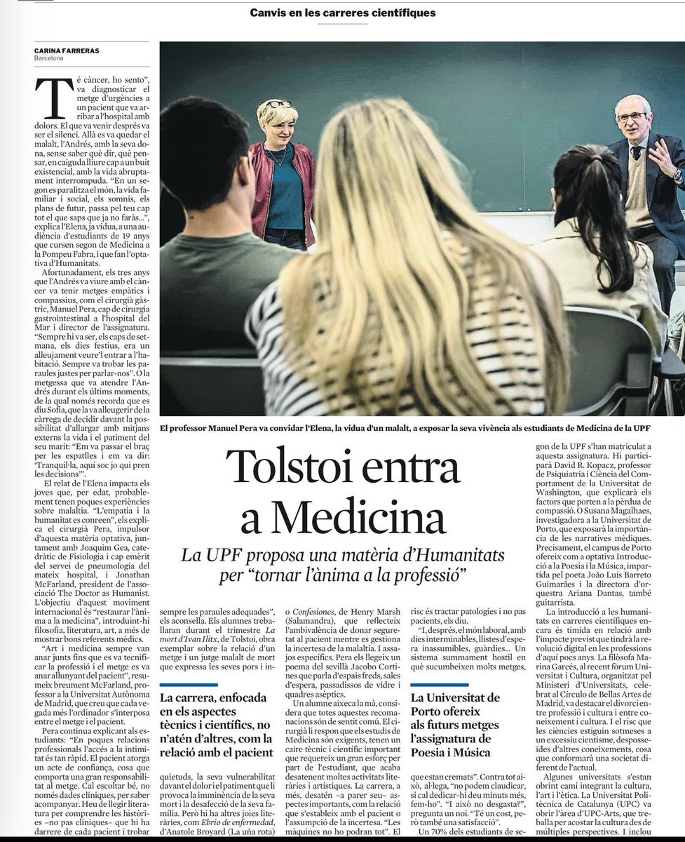 jaumepadros's tweet photo. Gran iniciativa de la @UPFBarcelona per fer més humanista i completa la formació de nous metges. Bravo ! https://t.co/pmaaG9Qys3