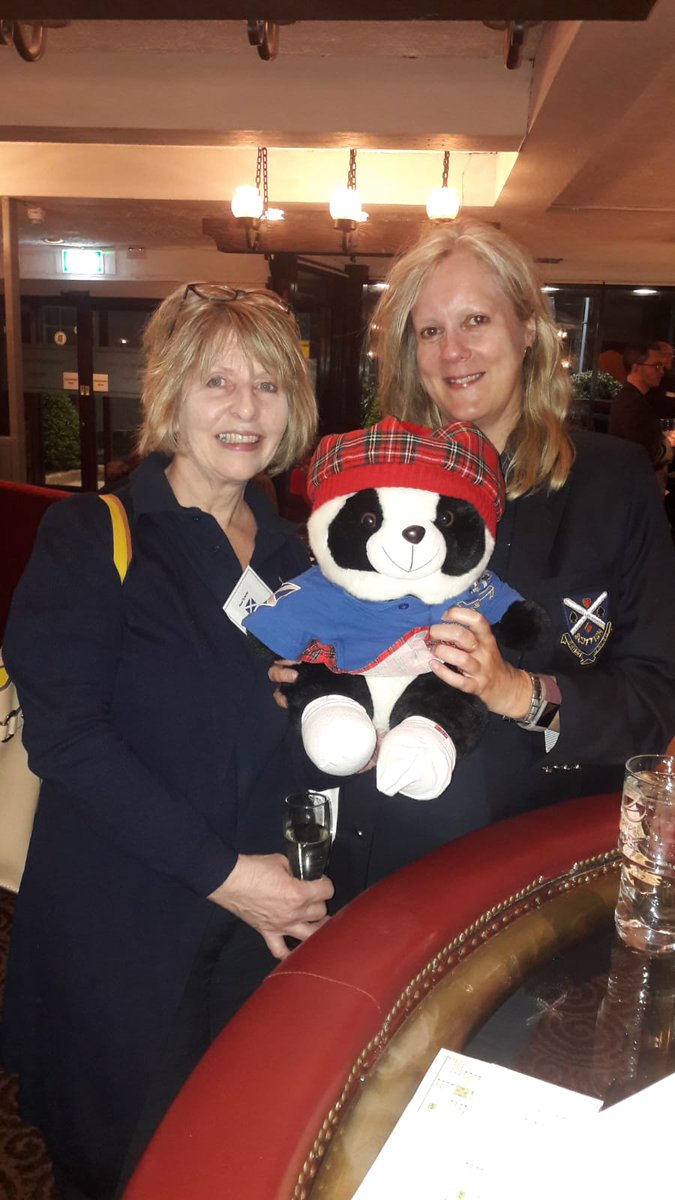 SBUWomen's tweet photo. Big Panda is on duty supporting #SBUWomen again!

Here she is posing with @bridgebabeanne and @punch4s47.

#LadyMilne2023 #Bridge #Teams https://t.co/g2IVKRTWgg