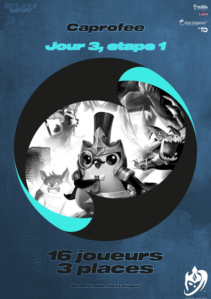 spliceesport's tweet photo. 16 𝖏𝖔𝖚𝖊𝖚𝖗𝖘, 3 𝖕𝖑𝖆𝖈𝖊𝖘 ...
C'est le grand jour pour @Caprofee qui participe aujourd'hui à partir de midi à la suite des #OTF @TFT !
Finir dans les trois premiers lui donnerait le droit de rêver d'accéder à la #HexLeague.
On croit en toi Caprofe !
#SpliceWithClass https://t.co/iAsf74bFdd