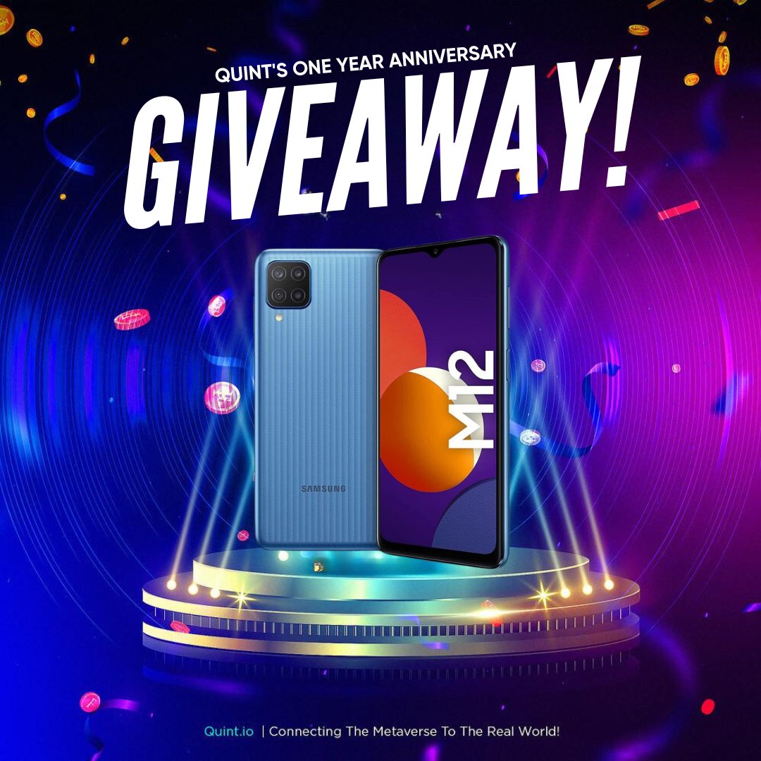 🎉🎂 It's time to celebrate with us! In honor of Quint's birthday, we're giving away 50 Samsung Galaxy M12 smartphones! 🎁 Stay tuned for more details on how to enter and win. Don't miss out on your chance to be one of the lucky winners! 🤩 #Quint #Giveaway #SamsungGalaxyM12