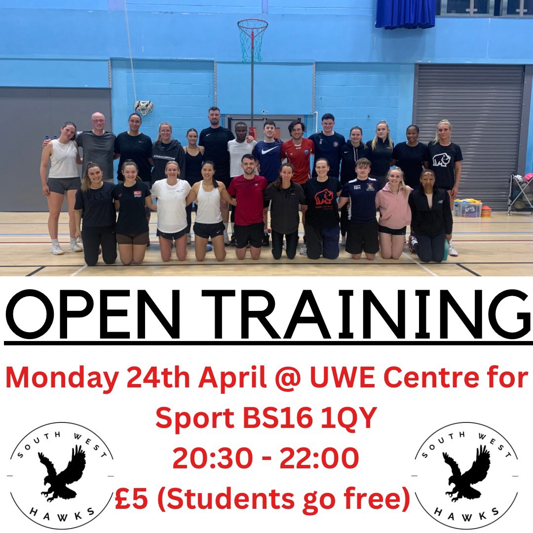 SouthWestHawks's tweet photo. Not anotherrrrrr oneeee! 
Yes that’s right, another open training session welcoming new players! Come and see what mixed netball is all about. 🙌

We are especially on the look out for new male players, so now is your chance to come and join us! 
#mensnetball #mixednetball #EMMNA https://t.co/K6xgnoz6hS