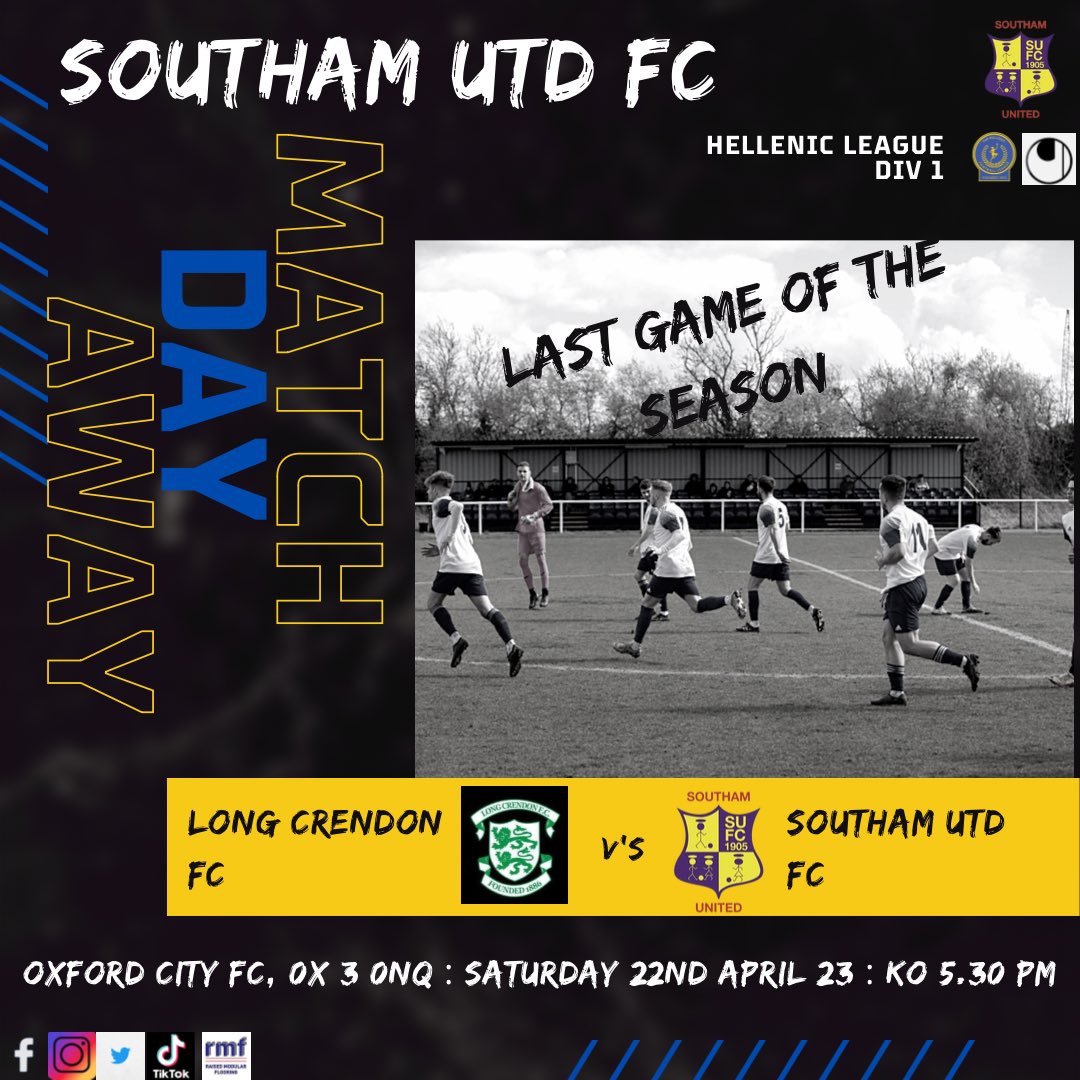 Southam United (@southamunitedfc) on Twitter photo Itβs our last game of the season @oxfordcityfc we are looking forward to playing against <a href="/LongCrendonFC/">Long Crendon FC</a>. We look forward to seeing you all there ππ <a href="/HellenicLeague/">Hellenic League</a> <a href="/NonLeagueHQ1/">NonLeagueHQ</a> <a href="/NonLeagueCrowd/">Non League Crowds</a> <a href="/NLChronicles/">The Non-League Chronicles</a> @hellenicupdates <a href="/NonLeagueGuys/">The Non League Promoters</a> Itβs our last game of the season @oxfordcityfc we are looking forward to playing against <a href="/LongCrendonFC/">Long Crendon FC</a>. We look forward to seeing you all there ππ <a href="/HellenicLeague/">Hellenic League</a> <a href="/NonLeagueHQ1/">NonLeagueHQ</a> <a href="/NonLeagueCrowd/">Non League Crowds</a> <a href="/NLChronicles/">The Non-League Chronicles</a> @hellenicupdates <a href="/NonLeagueGuys/">The Non League Promoters</a>