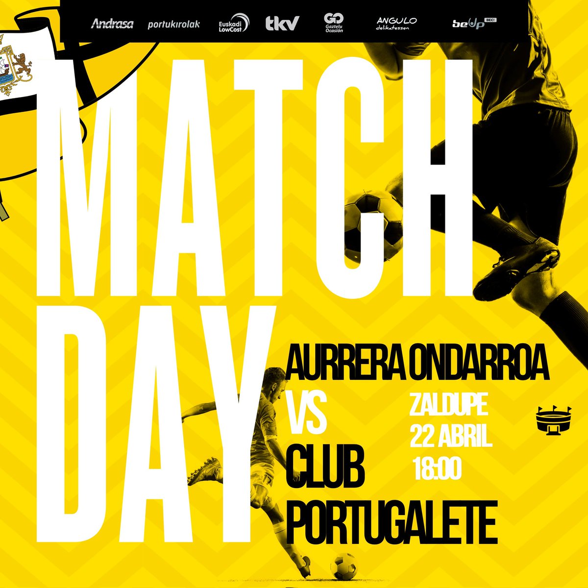 clubportugalete's tweet photo. ⚽⚽ PARTIDA EGUNA ⚽⚽
⚽⚽ MATCH DAY ⚽⚽
⏰ 18:00 h
🏟 Zaldupe
@aurreraKE 🆚 @clubportugalete
#aupaportu 💛🐝🖤 #J230 #AurreraOndarroavsPortu #tercerarfef #Temporada2223 https://t.co/ftzkJpxMx2