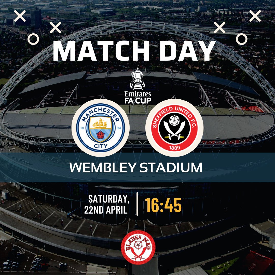 Blades_Mad's tweet photo. FA Cup Semi-Final! Wembley Stadium!

Sheffield United Football Club! ⚔️❤️

🔴⚪️

#sufc #twitterblades #FACup https://t.co/T02NqYD8Ie