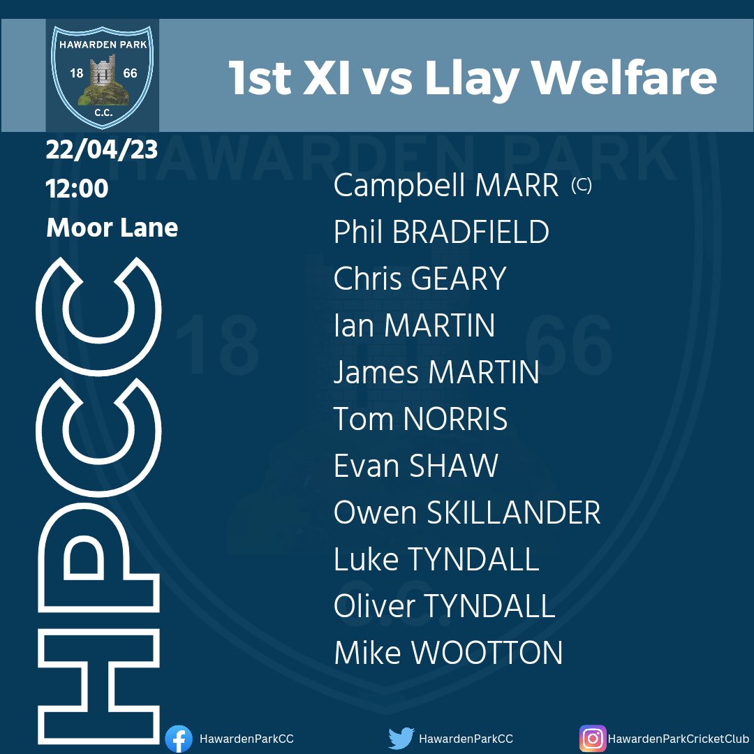 Hawarden Park CC (@hawardenparkcc) on Twitter photo Here's how our 1st team line-up for their season opener against <a href="/LlayWelfareCC/">Llay Welfare CC</a> today. #UpTheSauce Here's how our 1st team line-up for their season opener against <a href="/LlayWelfareCC/">Llay Welfare CC</a> today. #UpTheSauce