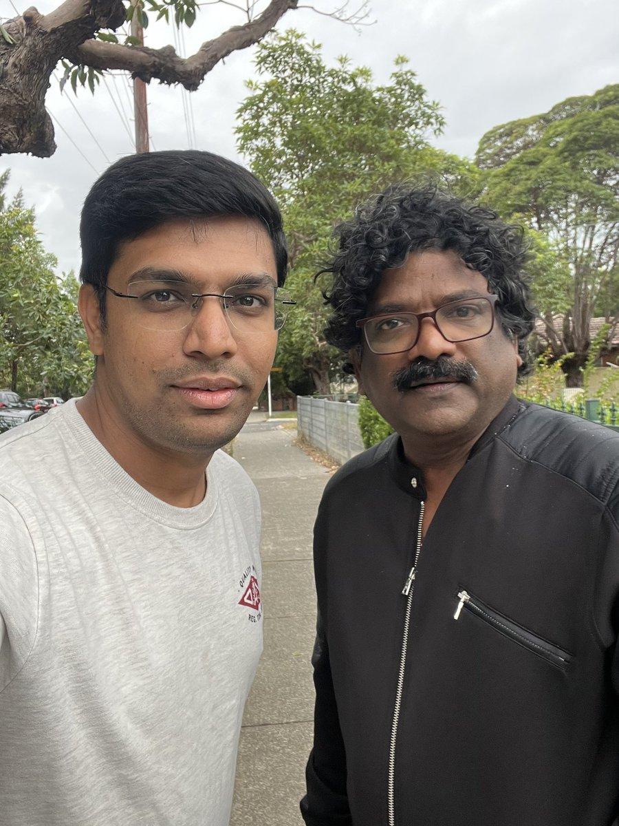 srisaikiran2's tweet photo. With Oscars Best Original Song lyricist @boselyricist garu today  🙂 https://t.co/s6cr8Z8jRd