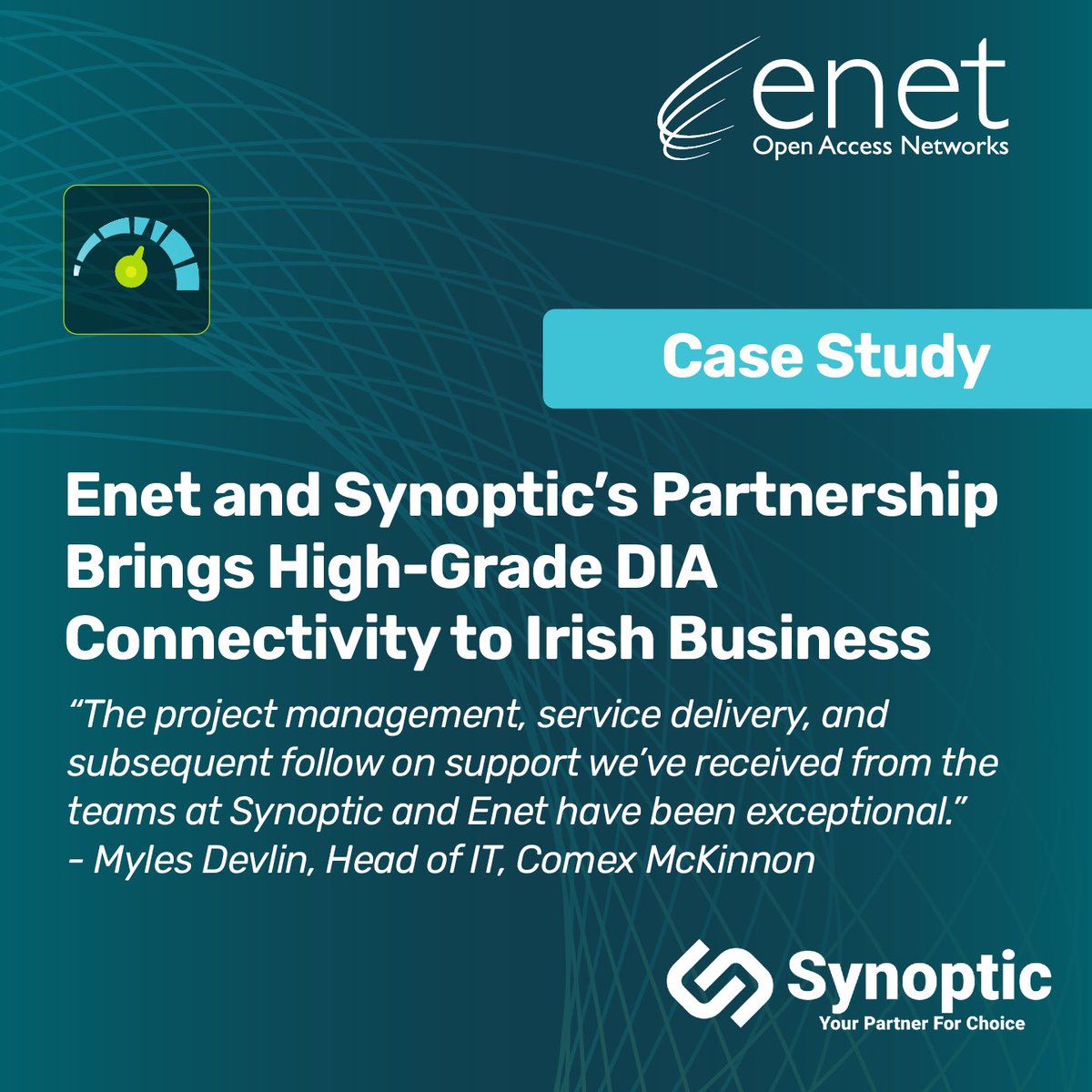 Enet &amp; <a href="/Synopti45174133/">Synoptic.ie</a> have partnered to provide reliable &amp; cost-effective internet solutions to Swords &amp; Greenogue businesses with speeds up to 10Gb. Comex McKinnon is a customer currently benefitting from high-grade internet access. Read more here: enet.ie/enet-partnersh…