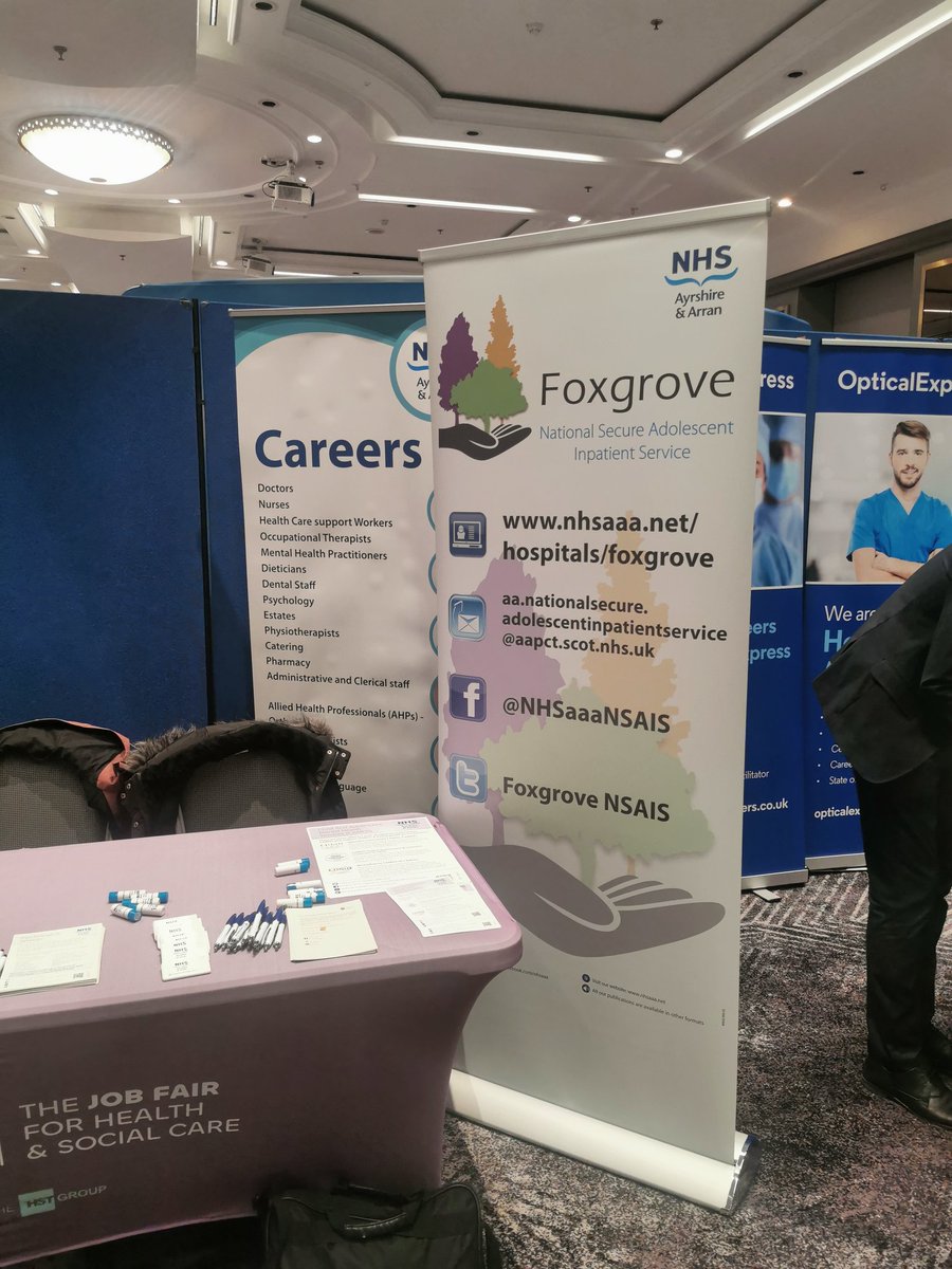 NHSaaaNSAIS's tweet photo. Just a reminder that we are in attendance at #glasgowhealthcarejobfair
#forensiccamhs
#Foxgrove
Alongside colleagues from @nhsaaa come have a chat with us πππ https://t.co/Lr1g1WZ4M5