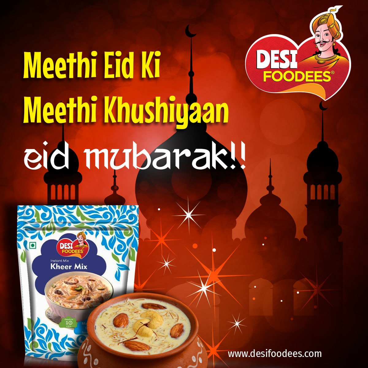 DFoodees's tweet photo. Adding some delight to your Eid celebrations with our Instant Kheer Mix. May your day be as sweet and flavourful. 
#therealdesitaste #RamadanMubarak #ramadan #mubarak #eidmubarak #eid #kheer #kheermix #instantmix #cookathome #desifoodees 
https://t.co/UtlsgbQrz3… https://t.co/8UuRar5ite