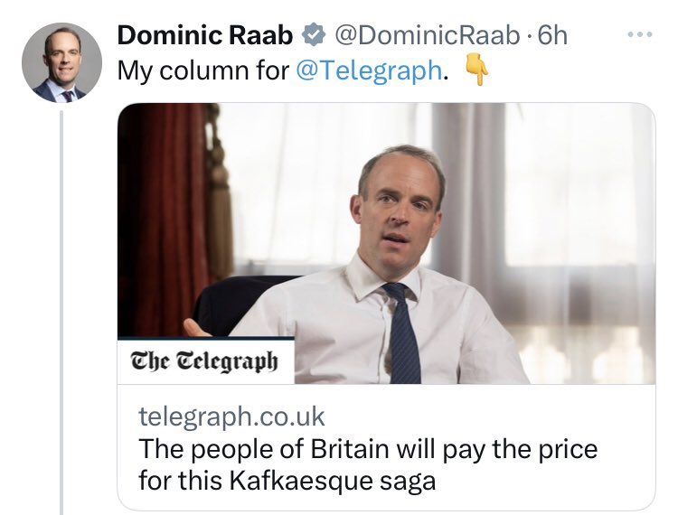 If you ever had any doubt of Dominic Raab’s extreme lack of self awareness, humility and most importantly, his sheer lack of interest in what’s right for his government and the people he serves. THIS article, HIS public response to bullying his staff, should say it all.