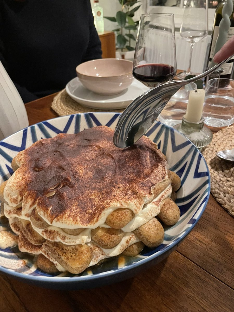 A great night with great company. Freeman cooked up an Italian feast and we drank like kings! We were colleagues for years; we’ll be friends for life (whether he likes it or not!) <a href="/JFreemanHistory/">Mr Freeman</a> #italianfeast #tiramisu