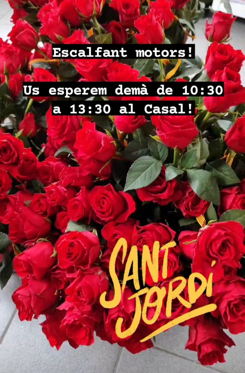CasalCatBRU's tweet photo. Al Casal estem escalfant motors! Us esperem demà de 10:30 a 13:30 amb llibres i roses! https://t.co/QSX0zb4Rsm