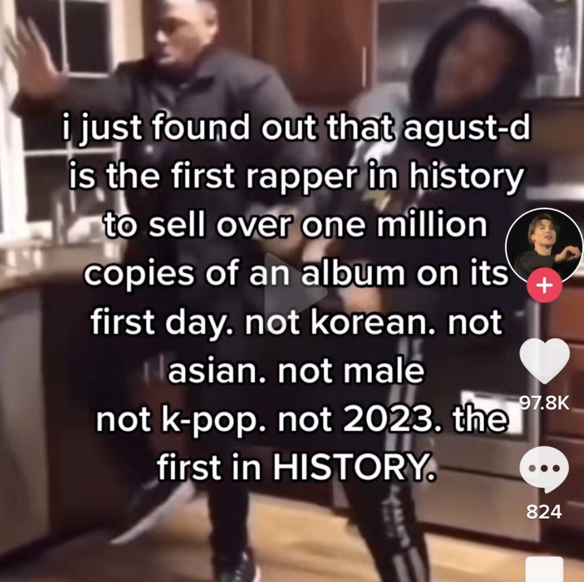 Agust D becomes the FIRST Rapper in history to sell 1M copies of an Album in its first day.

WE HAVE TO BE LOUD ABOUT THIS. Let’s make edits on this! You just have to add these kind of texts on any videos!