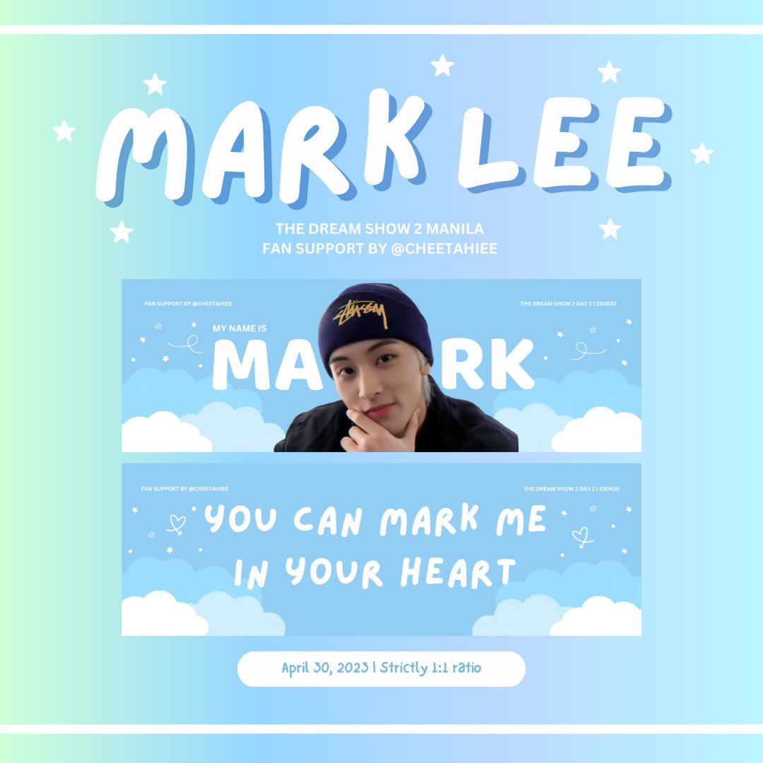 cheetahIee's tweet photo. my name is MARK, you can mark me in your heart 💘

a banner fan support by @cheetahIee 

- like &amp; rt
- time &amp; loc TBA
- open for trades 🫶🏻

#TDS2Manila #TDS2Mnl #THEDREAMSHOW2_in_MANILA 
#TDS2inMNL #TDS2inMANILA #NCTDREAM #MARK https://t.co/lPsAr5h7Kt